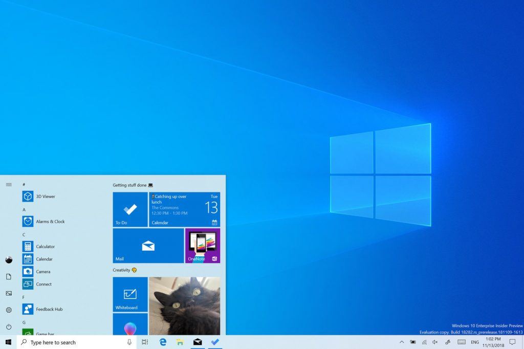 Nueva actualización Windows 10 Update Mayo 2019 - Menu inicio y Tema claro