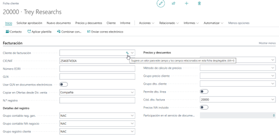 Autocompletar contenido en Business Central con Copilot