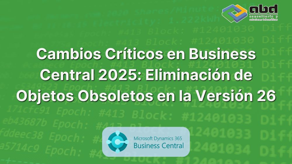 objetos obsoletos Business Central 2025 (versión 26)