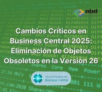 objetos obsoletos Business Central 2025 (versión 26)