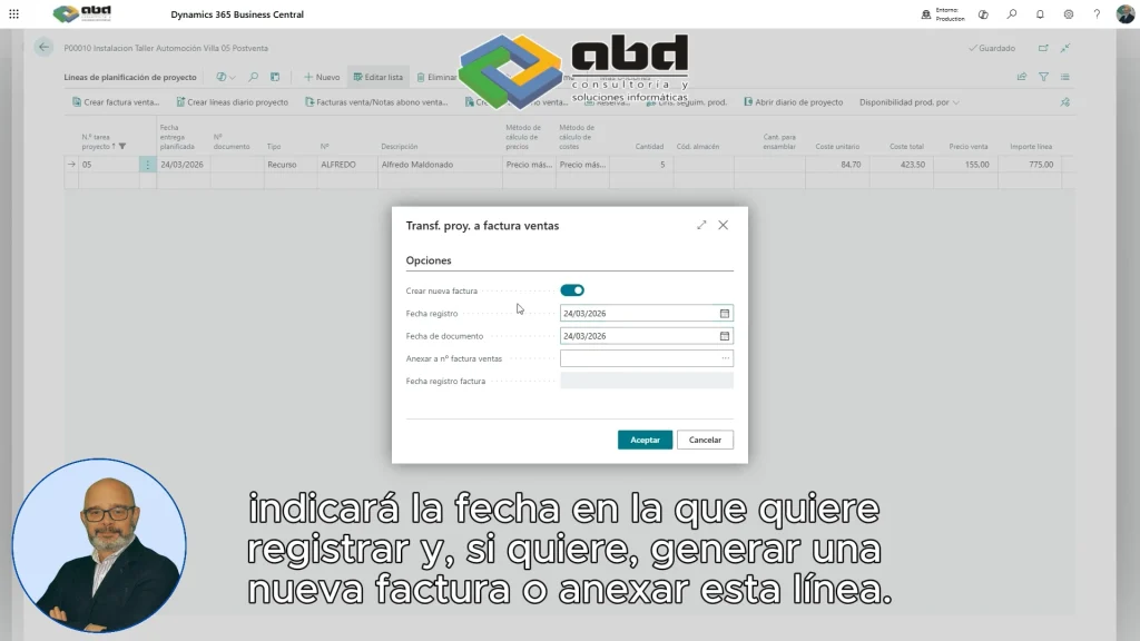Generación de borradores de factura