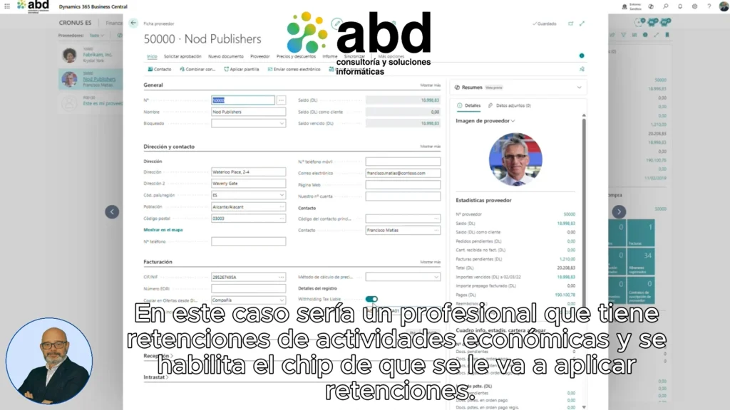 configuración proveedor