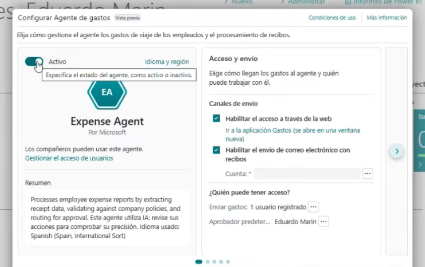 Agente de gastos Business Central